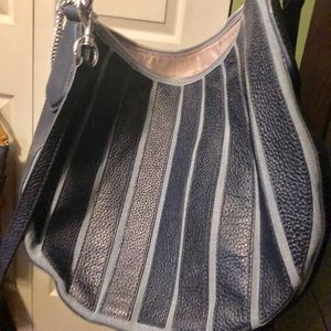 Authentic MK Navy and light blue denim hobo